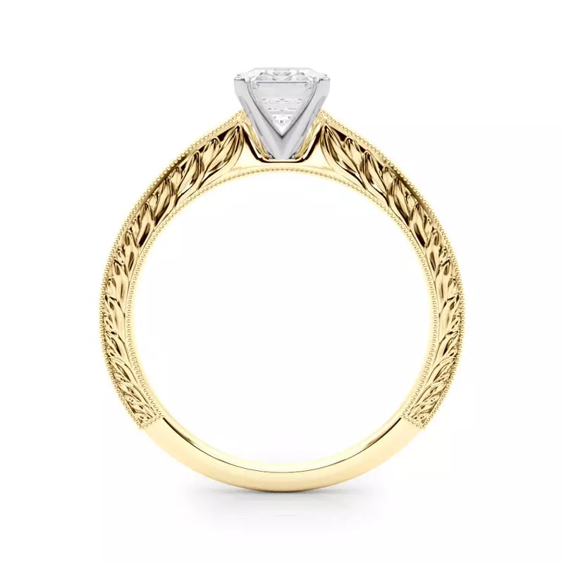 Vintage-Inspired Solitaire Engagement Emerald Ring