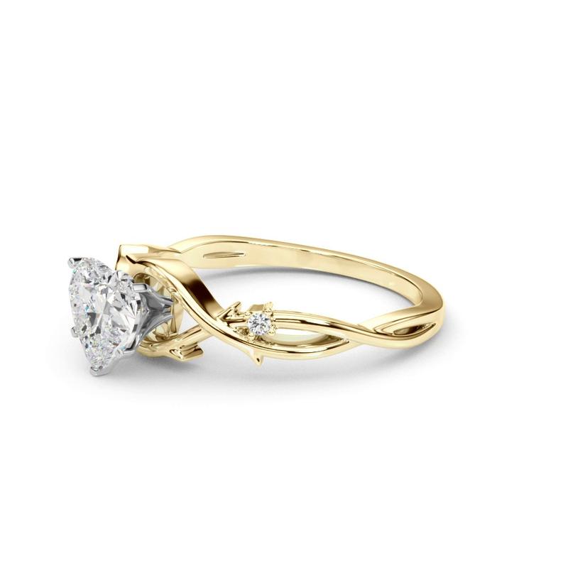 Nature Inspired Heart Engagement Ring