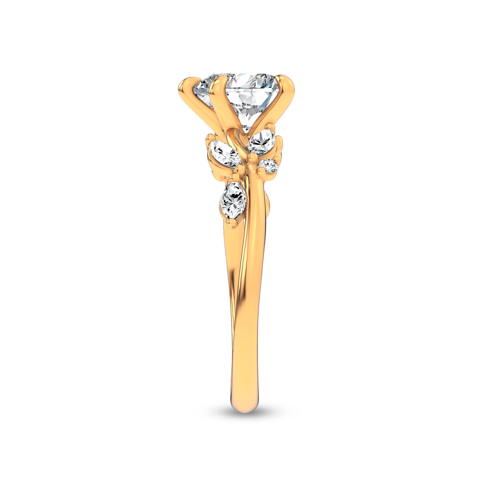 Nature-Inspired Engagement Heart Ring