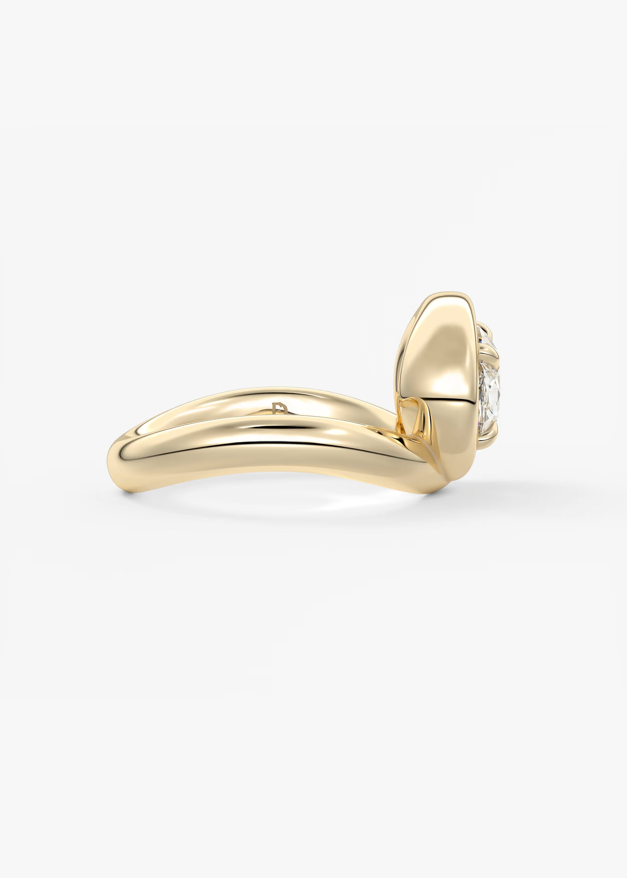 Chunky Oval Cut Collet Engagement Ring