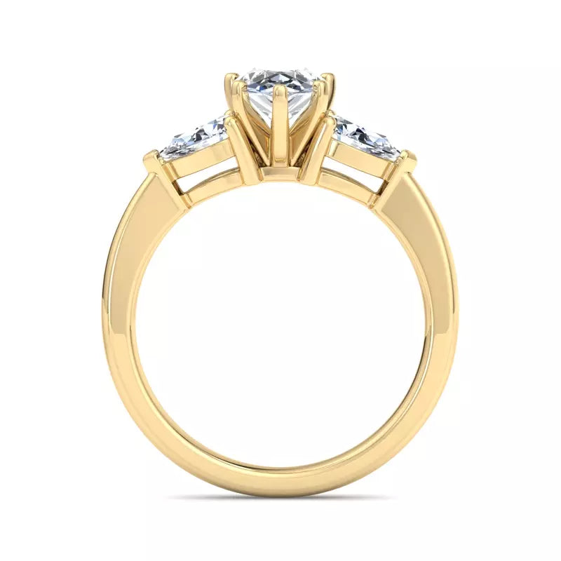 Three-Stone Lab Pear Engagement Ring