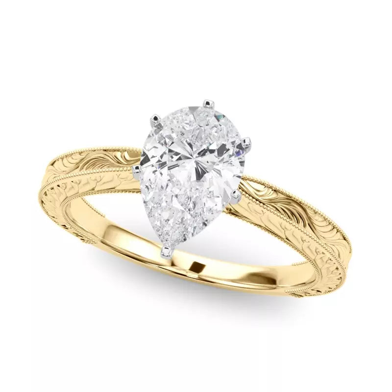 Vintage-Inspired Solitaire Engagement Pear Ring