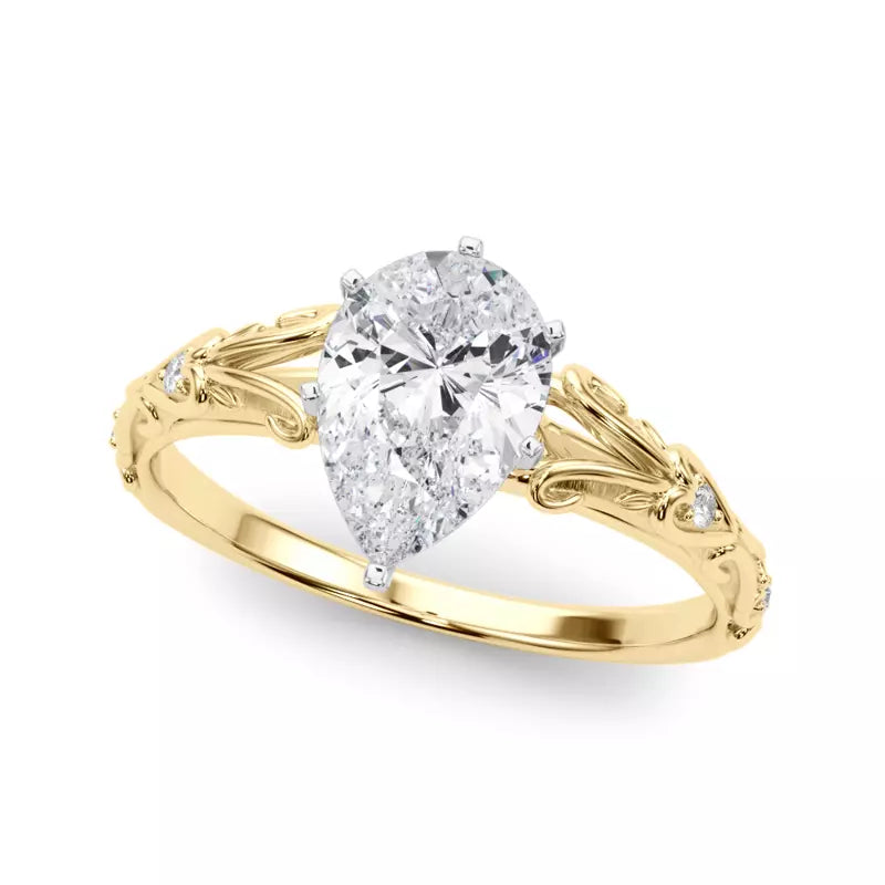 Vintage Inspired Pear Engagement Ring