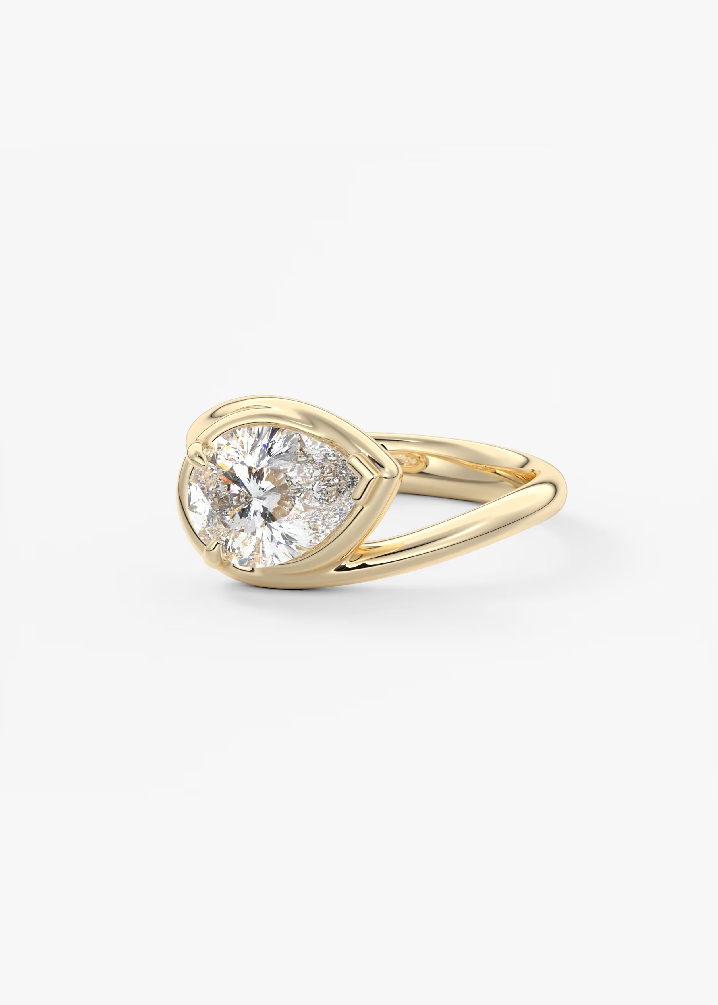 Sculptural Pear Bypass Engagement Ring