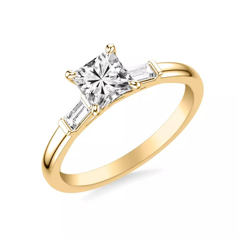 Classic 3-Stone Engagement Princess Ring