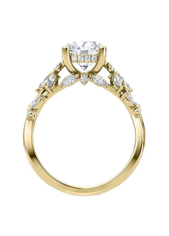 Butterfly And Bee Vine Twist Round Engagement Ring