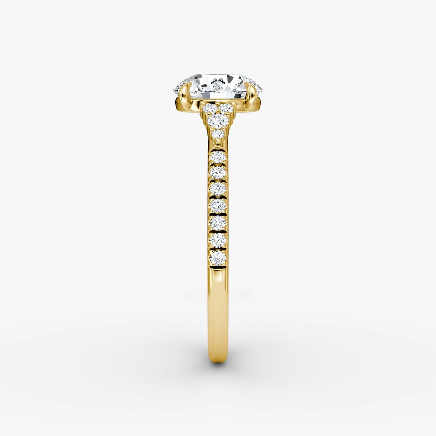 The Side Cluster Cathedral Round Brilliant Engagement Ring