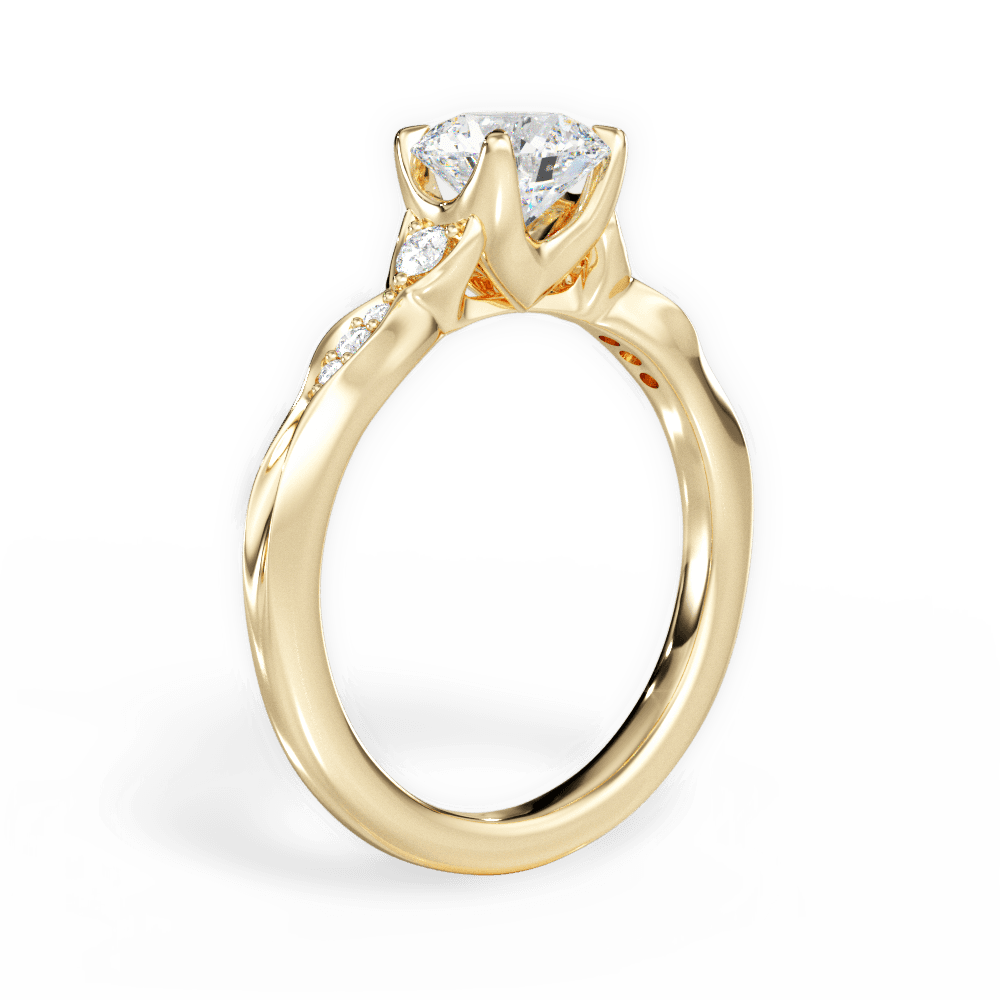 Round Cut Vintage Diamond Accent Engagement Ring