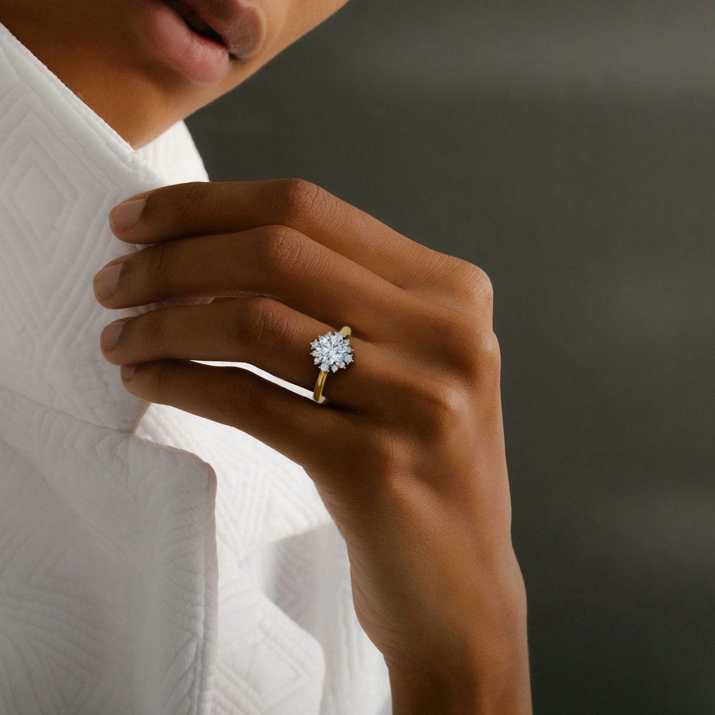 The Aurora Halo Round Brilliant Engagement Ring