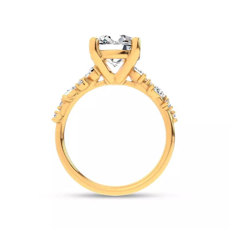 Scattered Diamond Round Engagement Ring