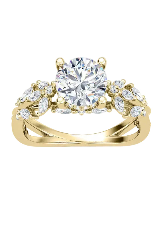 Butterfly And Bee Vine Twist Round Engagement Ring