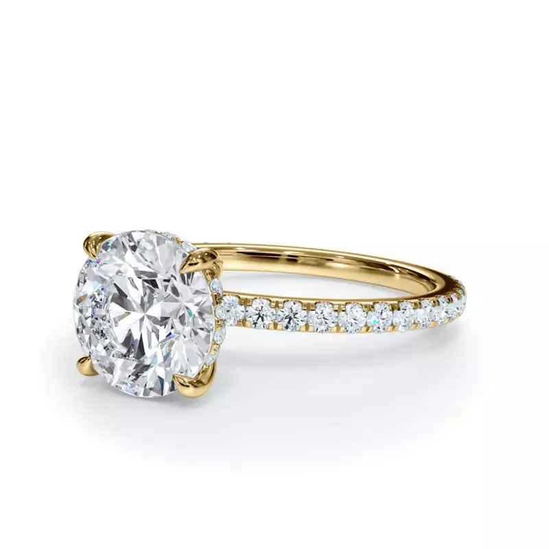 Pavé Hidden Halo Round Engagement Ring
