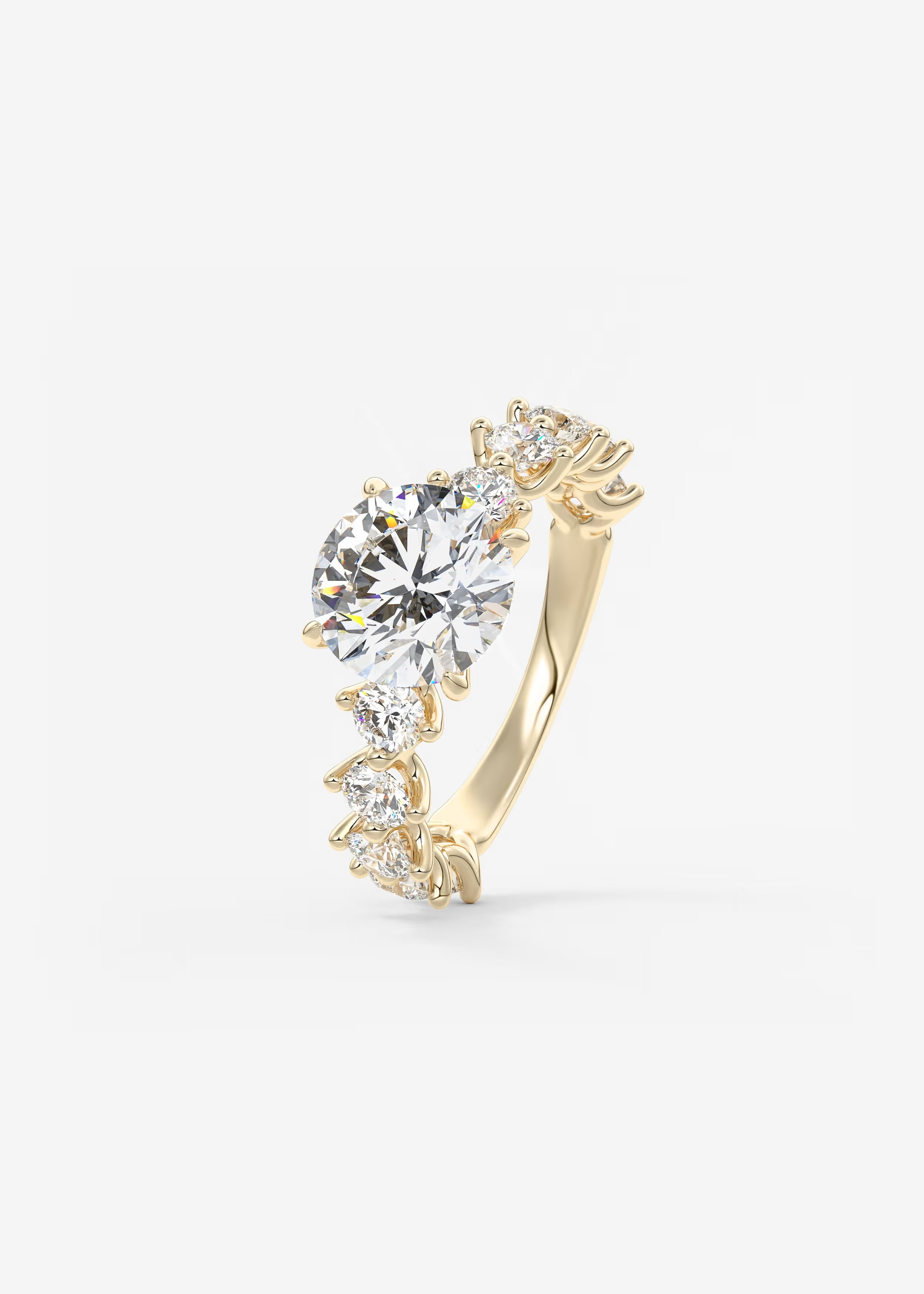 Round Diamond Engagement Ring with Mixed Shape Eternity Band