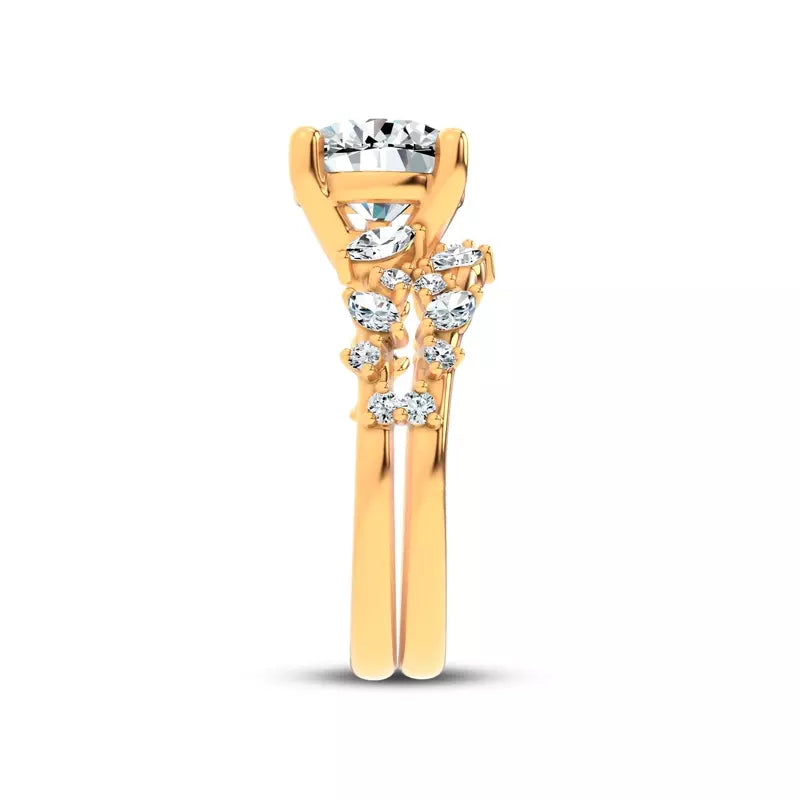 Scattered Diamond Round Engagement Ring