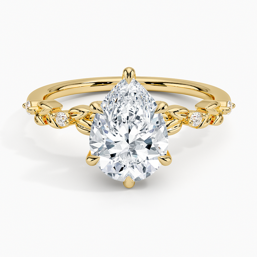 Vine Bloom Milgrain Pear Lab Grown Diamond Center Engagement Ring