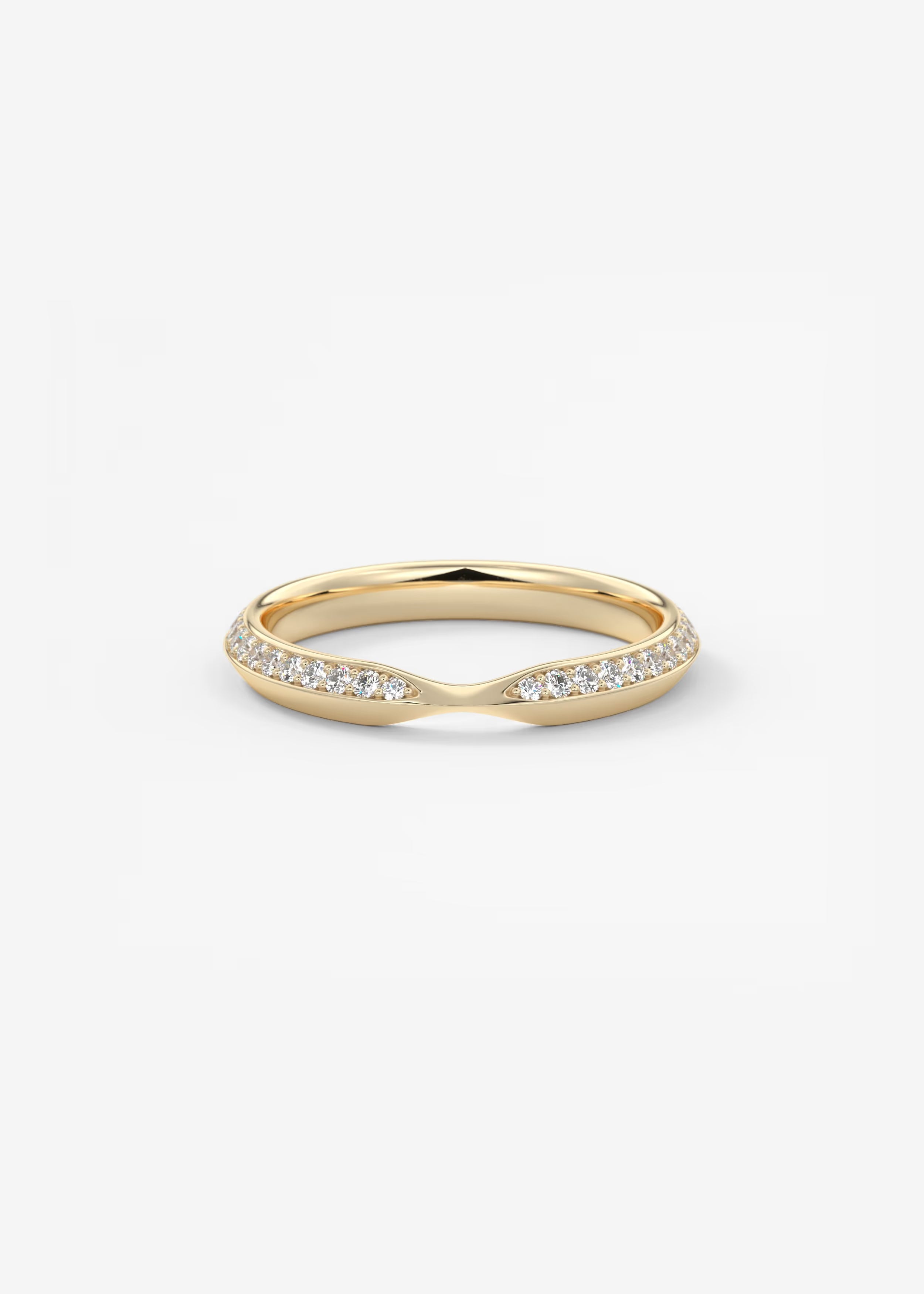 Gold Wave Diamond Band with Lab‑Grown Round Accents