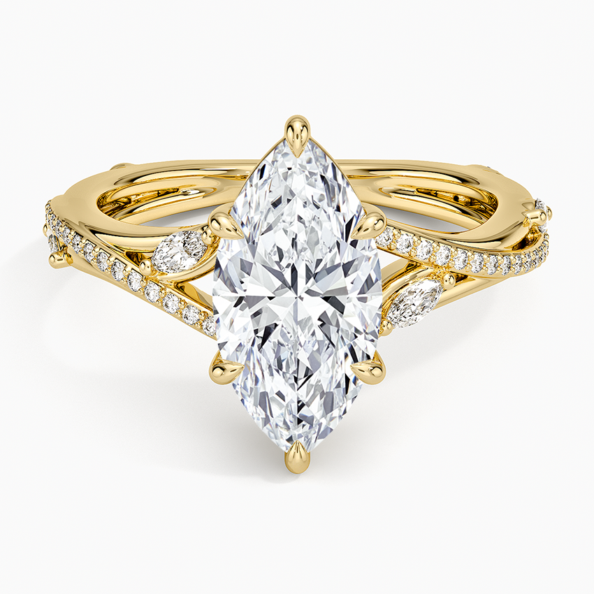 Split Vine Marquise Cluster Marquise Lab Grown Diamond Center Engagement Ring