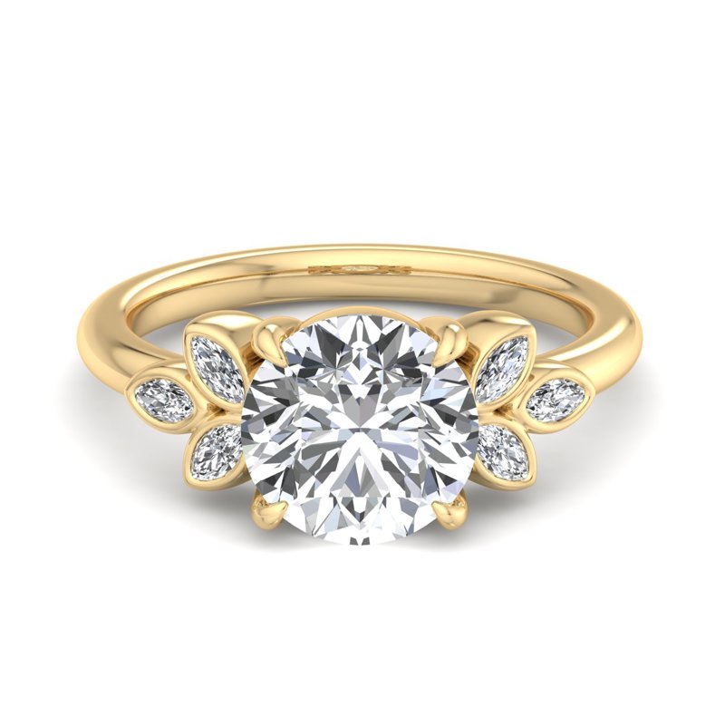 Floral Radiance Round Lab Grown Diamond Center Engagement Ring