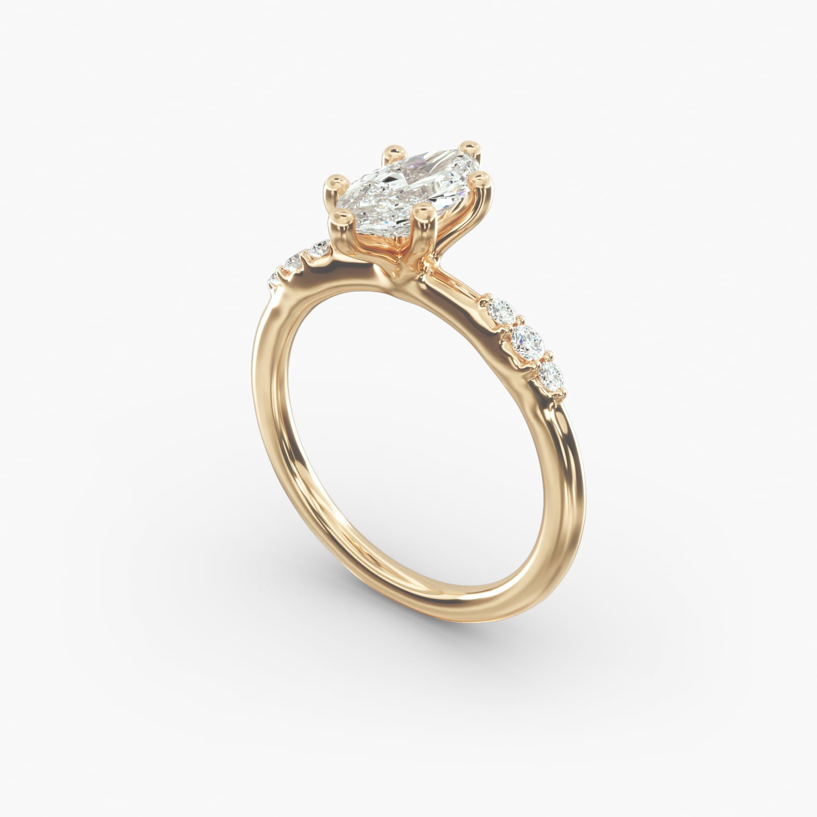 Graduated Sparkle Marquise Lab Grown Diamond Center Engagement Ring