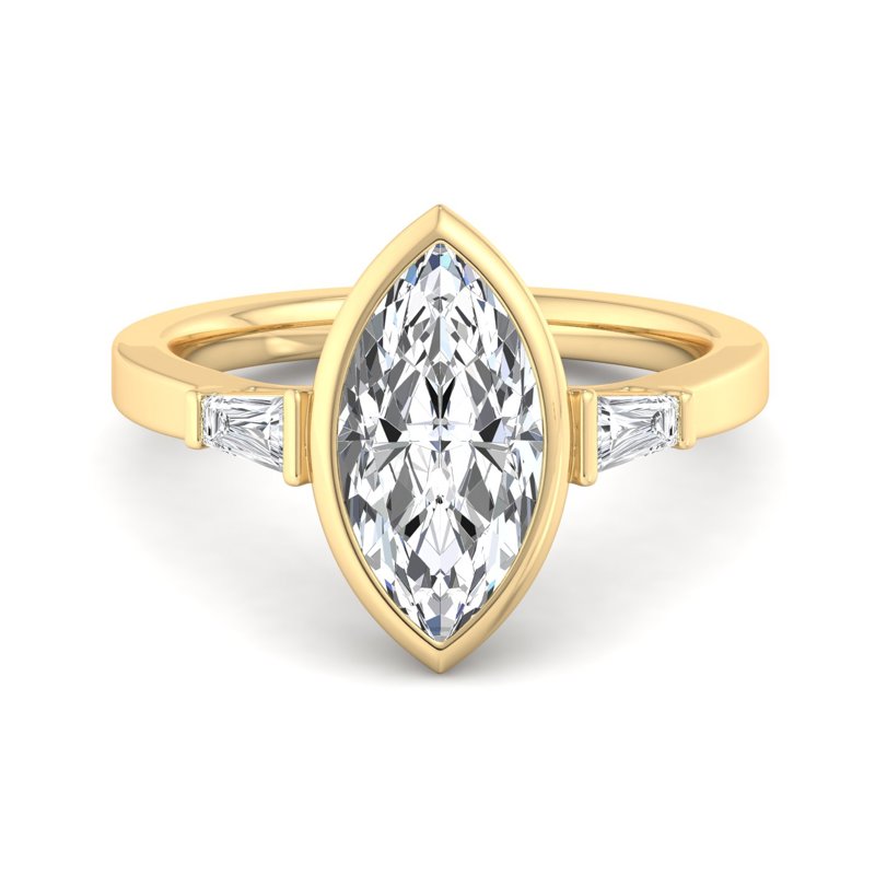 Timeless Bezel-Set Marquise Lab Grown Diamond Center Engagement Ring