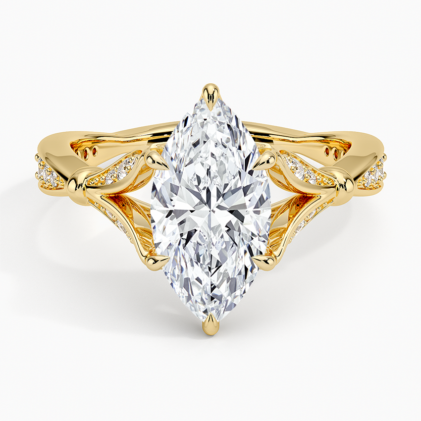 Leaf Embrace Split-Shank Marquise Lab Grown Diamond Center Engagement Ring