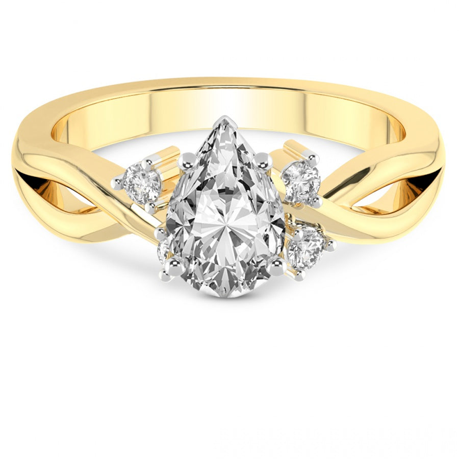Twist Band Radiance pear Lab Grown Diamond Center Engagement Ring