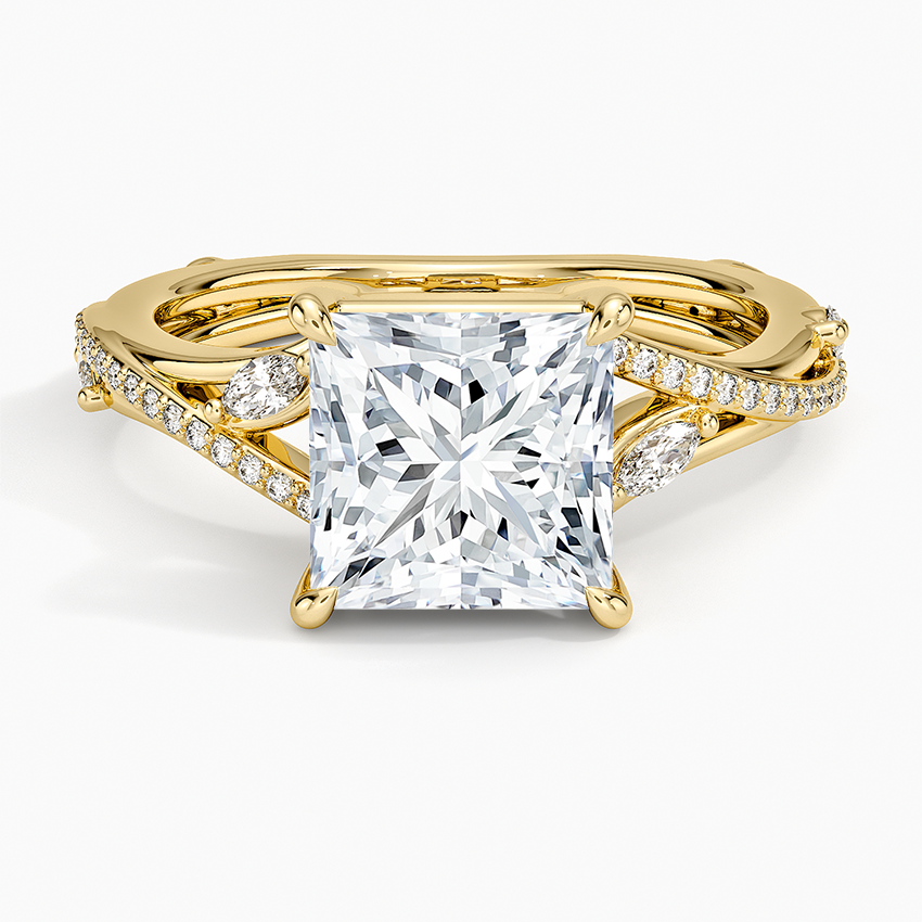 Split Vine Marquise Cluster Princess Lab Grown Diamond Center Engagement Ring
