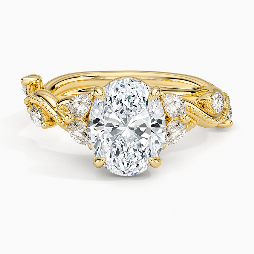 Vine Twist Milgrain Oval Lab Grown Diamond Center Engagement Ring