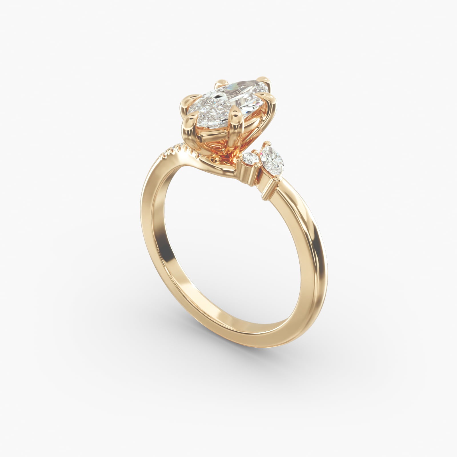 Asymmetric Elegance Marquise Lab Grown Diamond Center Engagement Ring