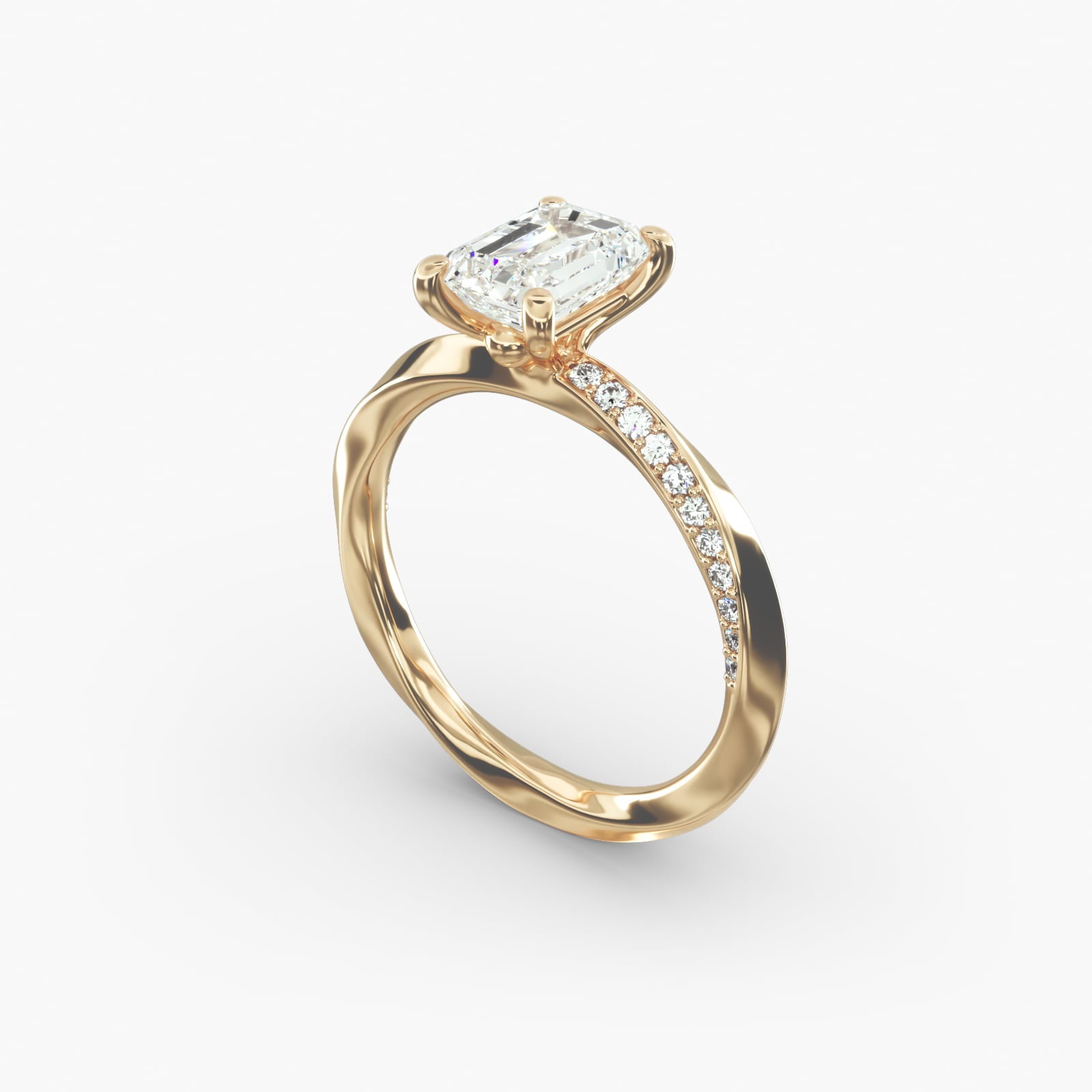 Twisted Sparkle Emerald Lab Grown Diamond Center Engagement Ring
