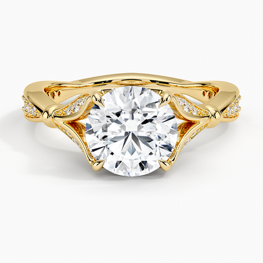 Leaf Embrace Split-Shank Round Lab Grown Diamond Center Engagement Ring