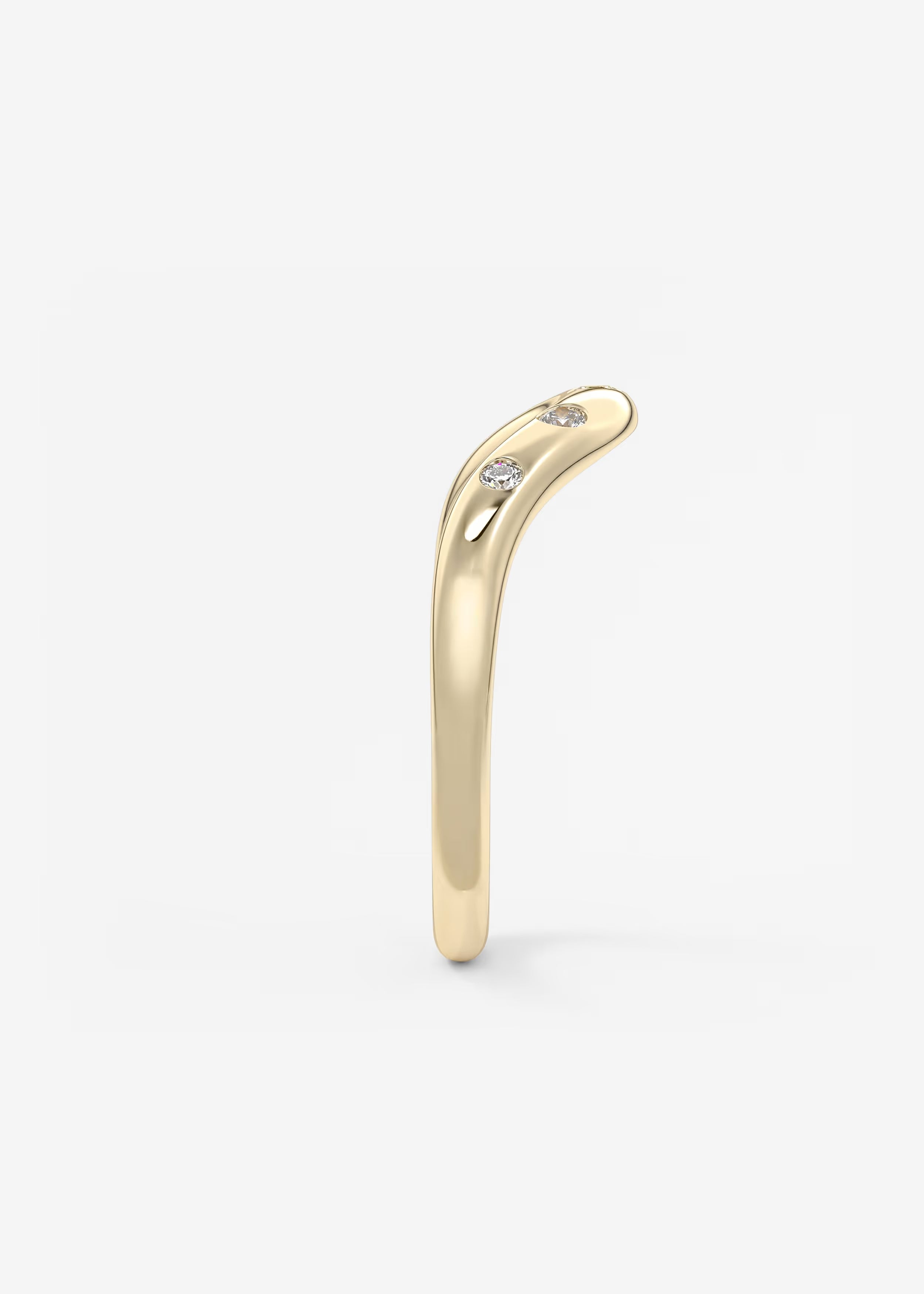Gold Wave‑Shaped Band with Graduated Round Lab‑Grown Diamonds