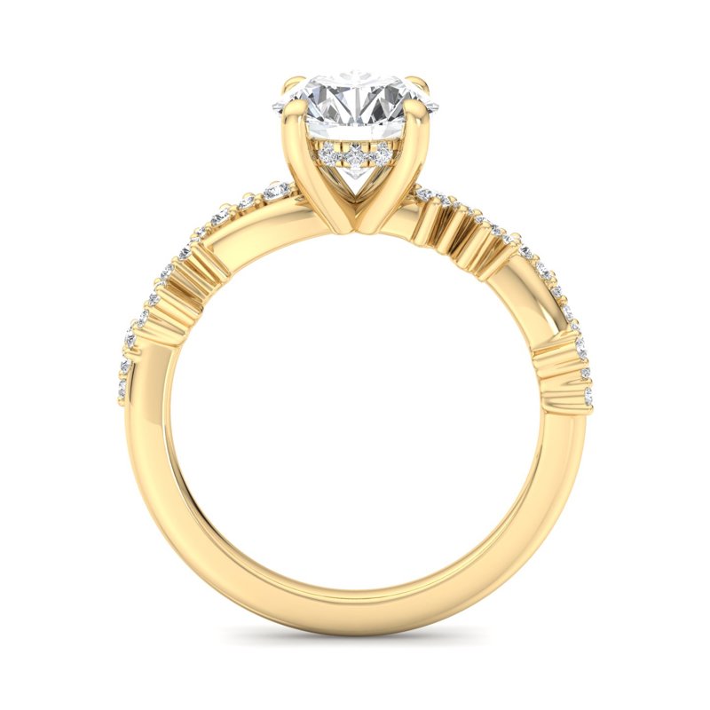 Classic Sparkle Pavé Round Lab Grown Diamond Center Engagement Ring