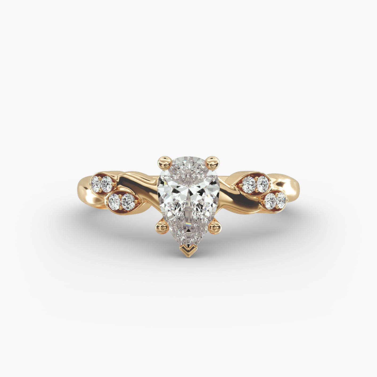 Floral Twist Cluster Pear Lab Grown Diamond Center Engagement Ring