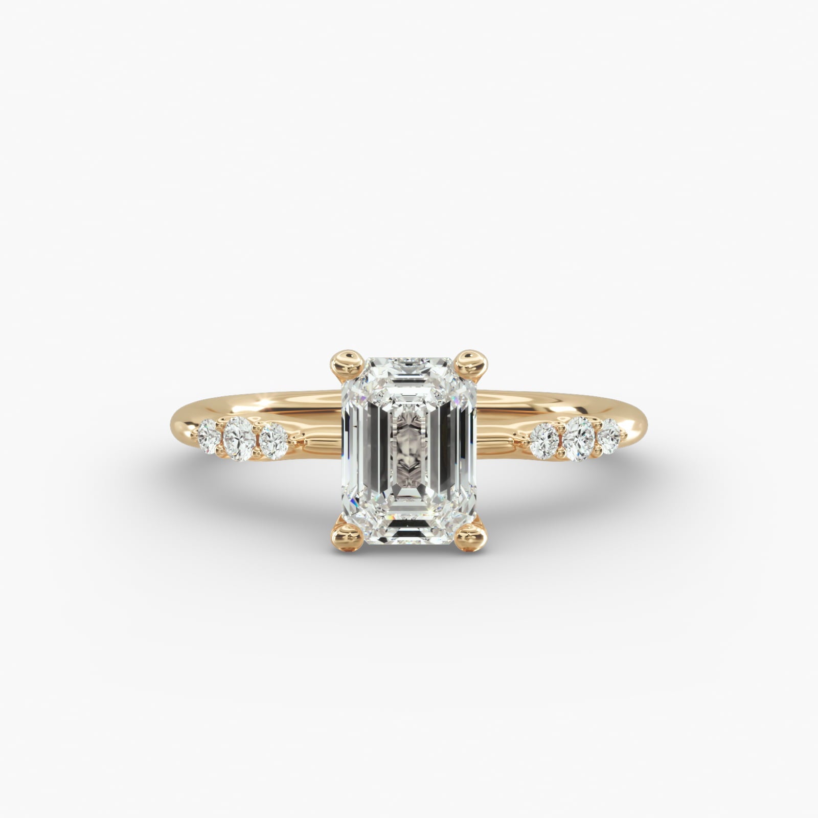 Graduated Sparkle Emerald Lab Grown Diamond Center Engagement Ring