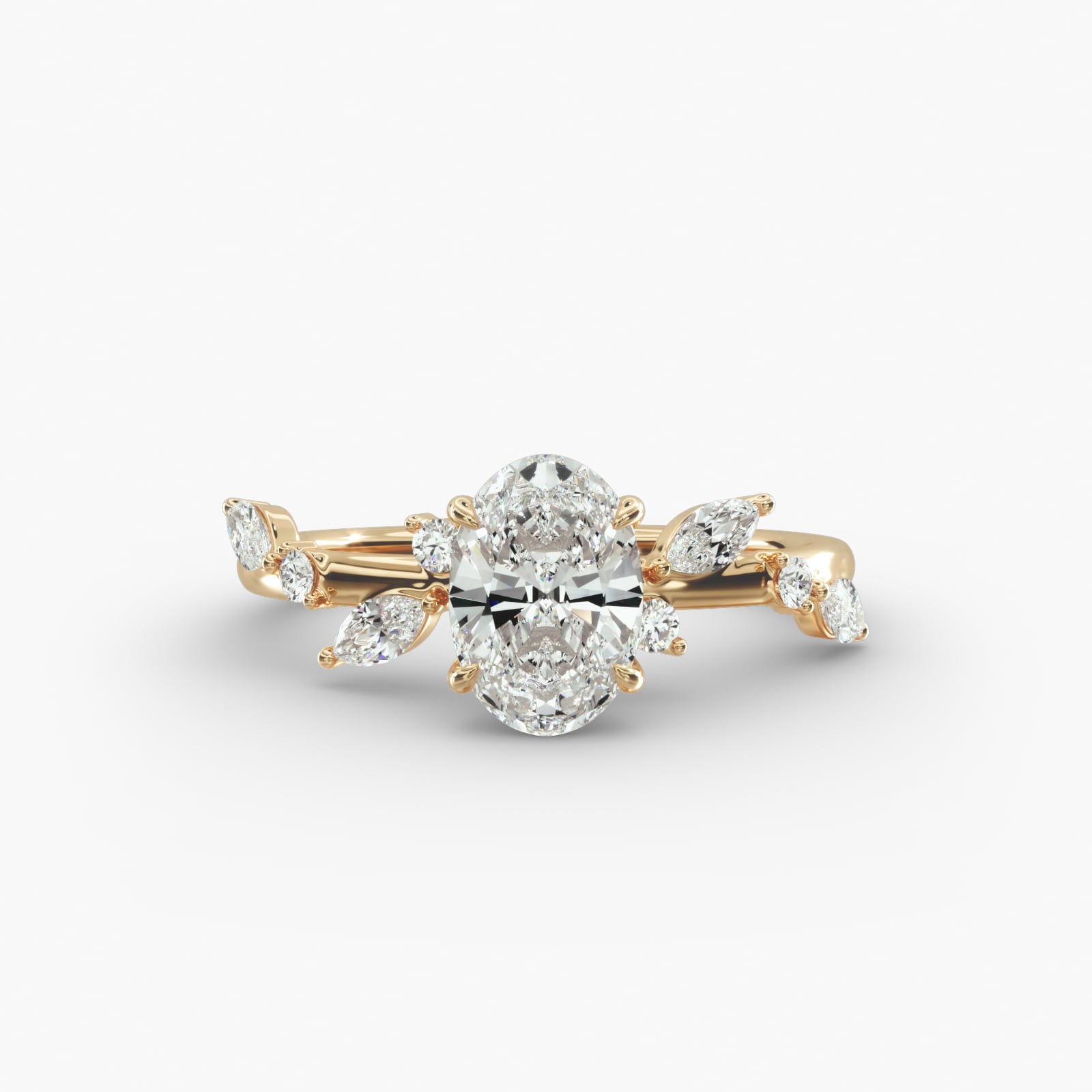 Symphony of Light Floral Oval Lab Grown Diamond Center Engagement Ring