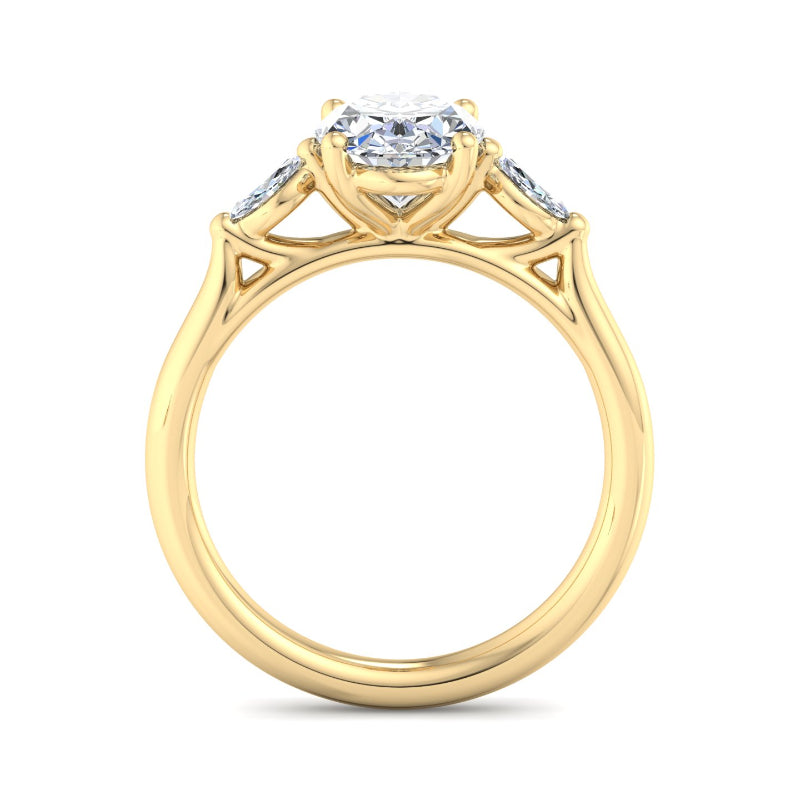 Classic Oval-Cut Center with Side Accents Lab Grown Diamond Center Engagement Ring
