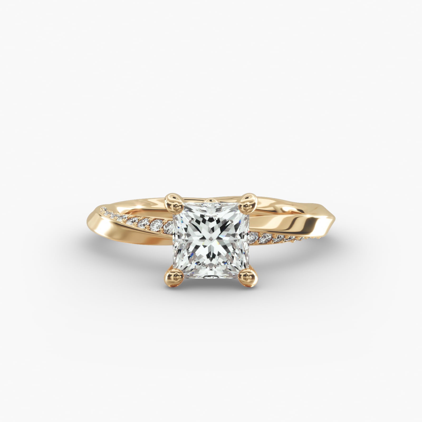 Twisted Sparkle Princess Lab Grown Diamond Center Engagement Ring