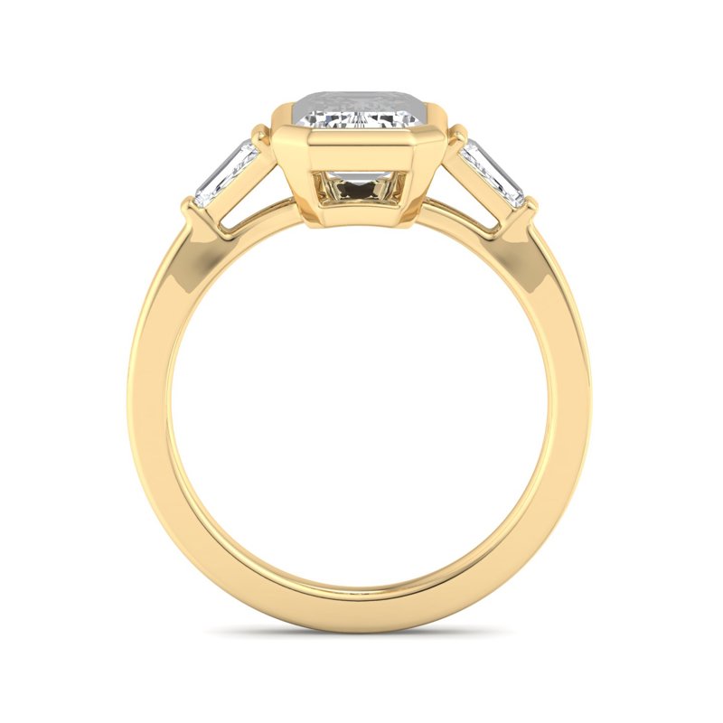 Timeless Bezel-Set Emerald Lab Grown Diamond Center Engagement Ring