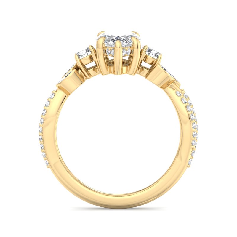 Floral Marquise Band with Beaded Detail Marquise Lab Grown Diamond Center Engagement Ring