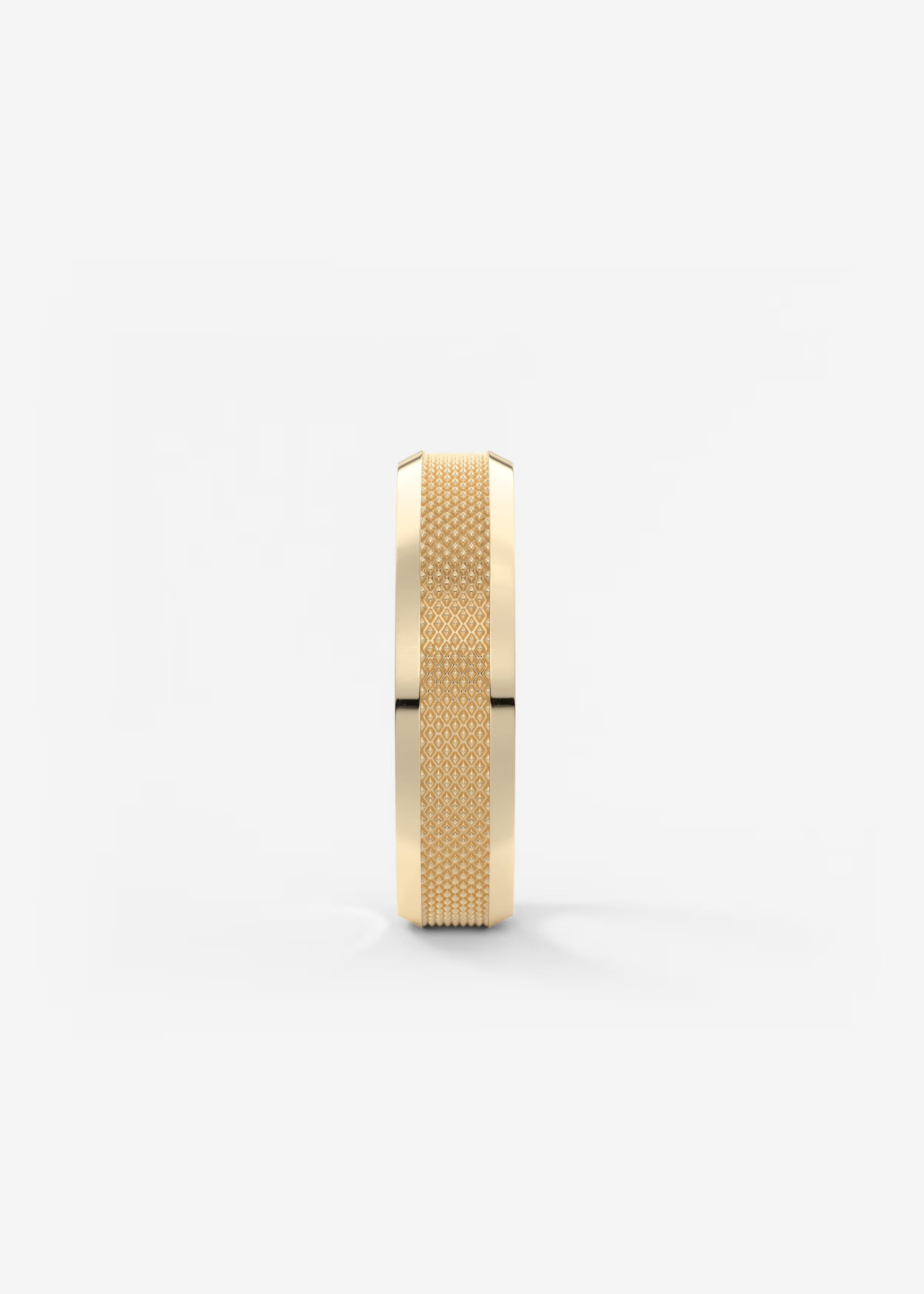 Gold Band with Polished Top and Knurled Texture Sides