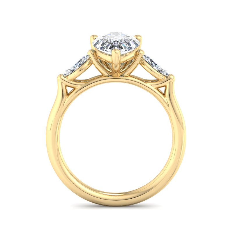 Classic Pear-Cut Center with Side Accents Lab Grown Diamond Center Engagement Ring