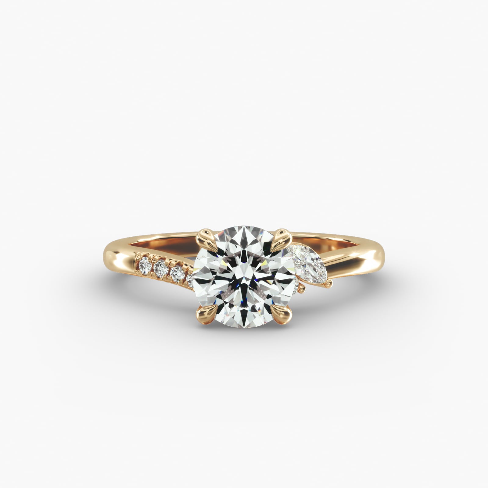 Asymmetric Elegance Round Lab Grown Diamond Center Engagement Ring