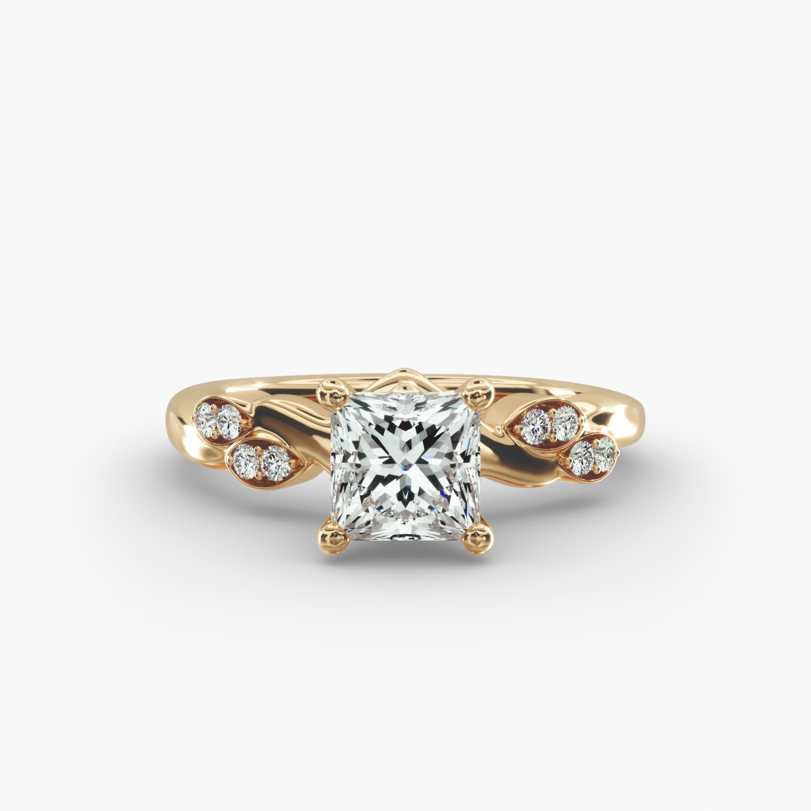 Floral Twist Cluster Princess Lab Grown Diamond Center Engagement Ring