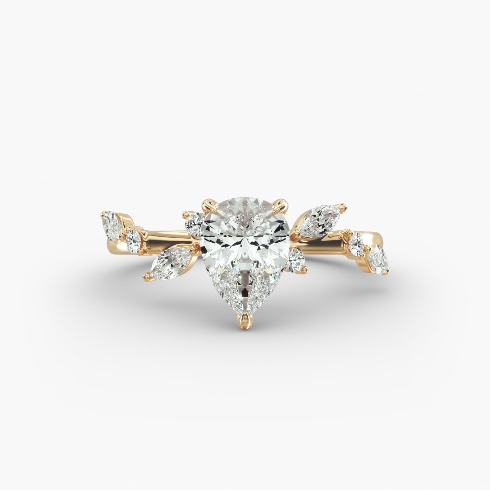 Symphony of Light Floral Pear Lab Grown Diamond Center Engagement Ring