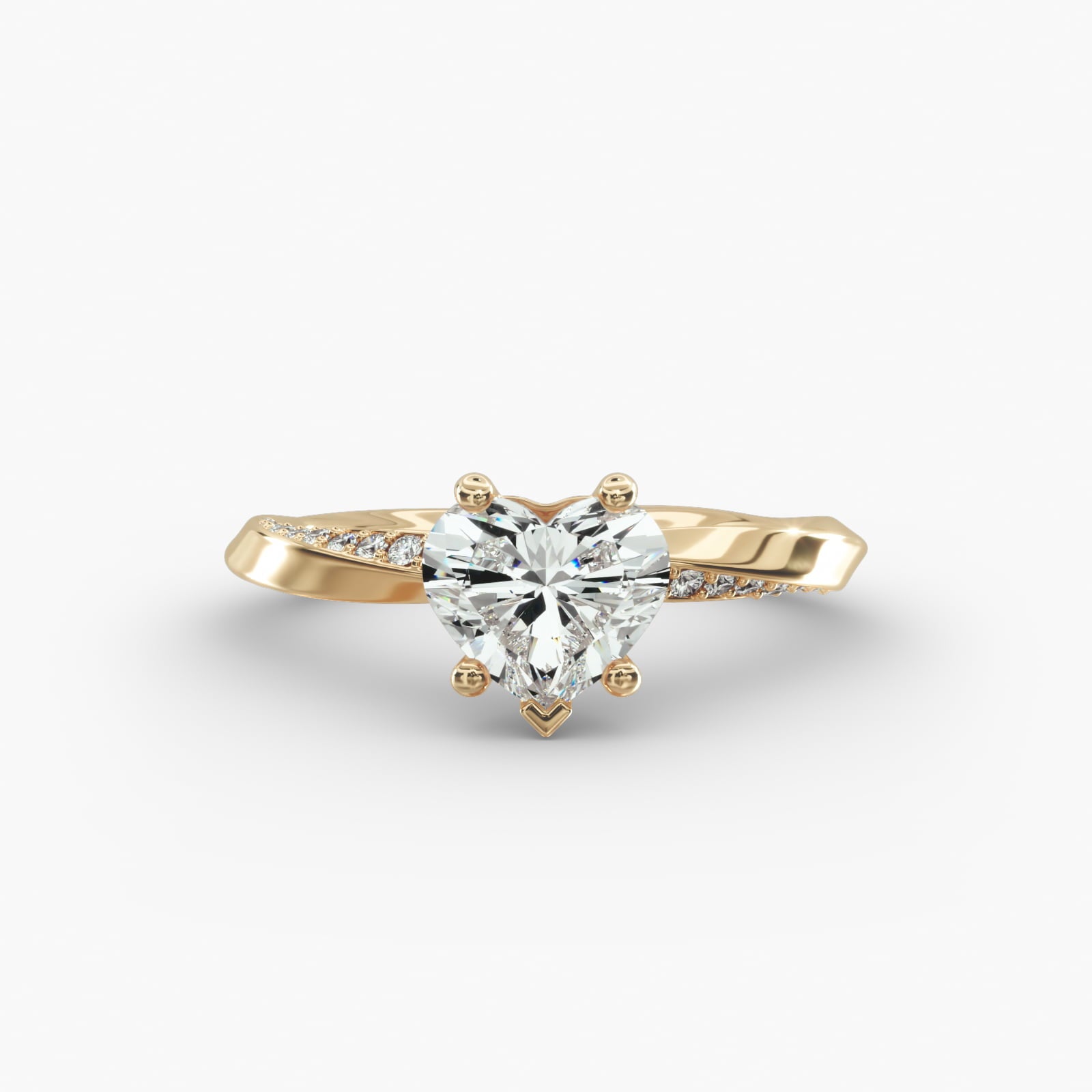 Twisted Sparkle Heart Lab Grown Diamond Center Engagement Ring