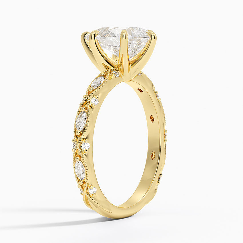 Vintage Pear Milgrain Lab Grown Diamond Center Engagement Ring
