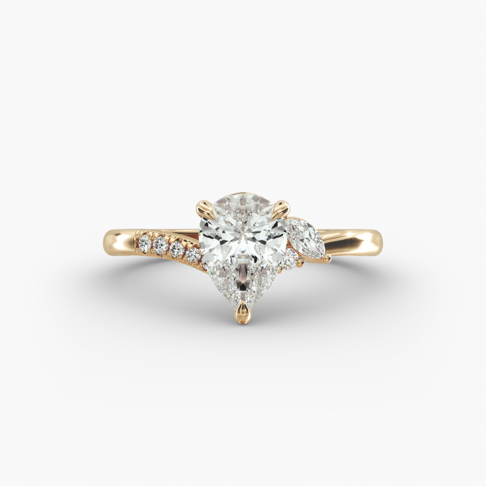 Asymmetric Elegance Pear Lab Grown Diamond Center Engagement Ring