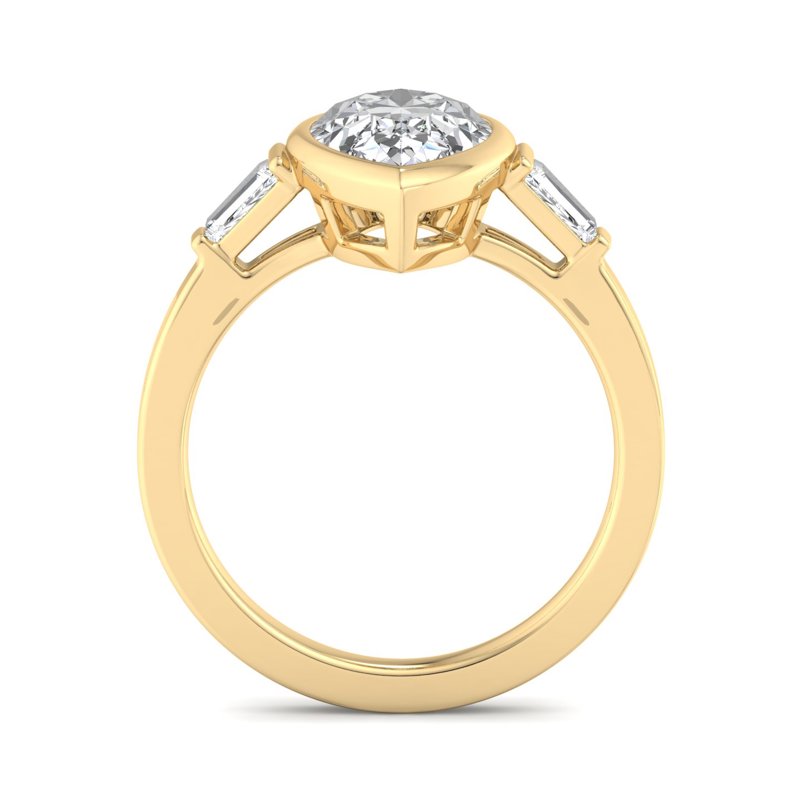 Timeless Bezel-Set Pear Lab Grown Diamond Center Engagement Ring