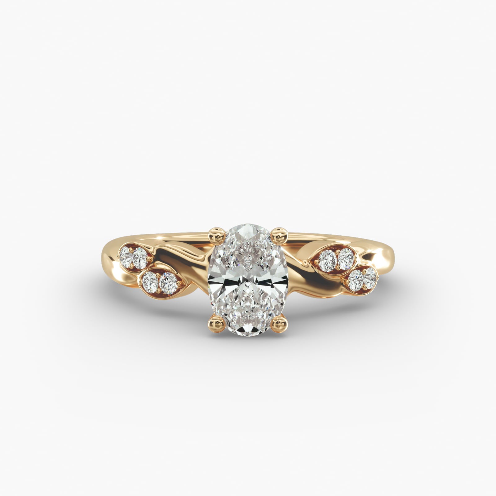Floral Twist Cluster Oval Lab Grown Diamond Center Engagement Ring